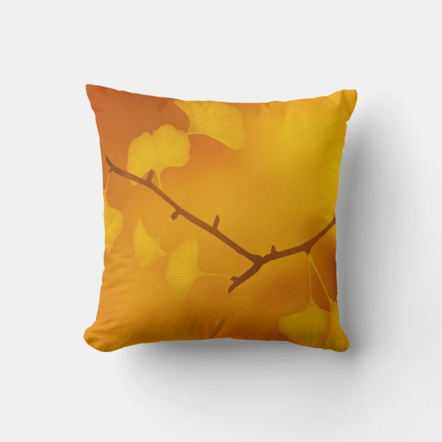 Coussin Automne/Automne Ginkgo/Gingko Maidenhair Feuilles (Recto)