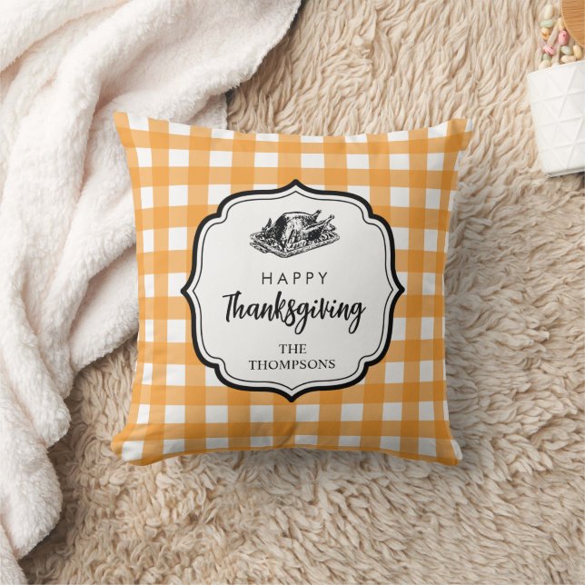 Coussin Automne Automne Orange Plaid Thankgiving Turquie (Couverture)