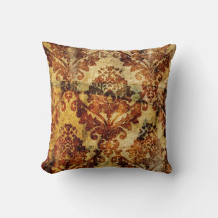 Coussin Automne Automne Vintage Russe Orange Brown Damas