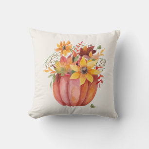 Coussin Automne Boho Citrouille d'aquarelle automne