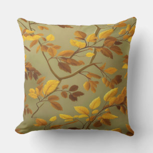 Coussin Automne doré : Un Motif feuille 3D transparent