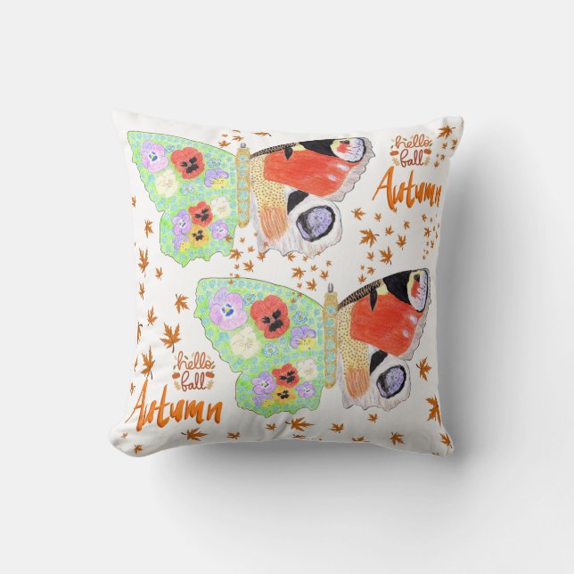 Coussin Automne du papillon floral (Recto)