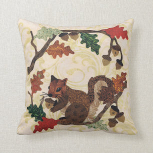 Coussin Automne Écureuil d'automne Cute Chic Feuilles élég
