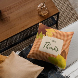 Coussin Automne En vichy Thanksgiving Thanksgiving Thlow P