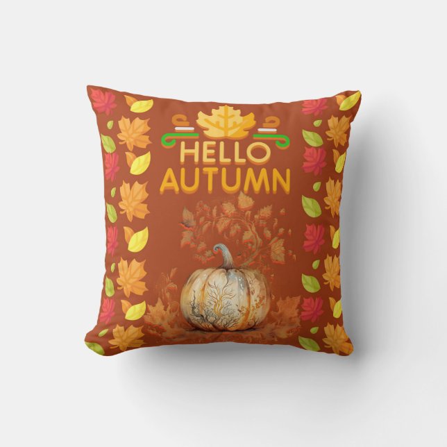 Coussin Automne Feuilles Festive Personnalisé (Recto)