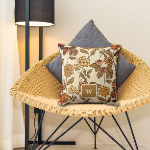 Coussin Automne Fleurs exotiques Personnaliser Monogramme