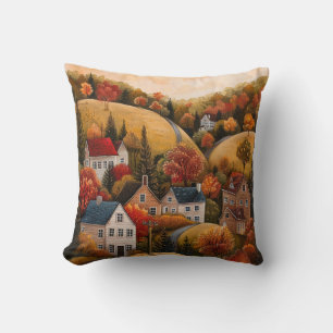 Coussin Automne Folk Art Huile Peinture Cuisine