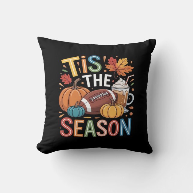 Coussin Automne Football Automne Citrouille Lover café (Recto)