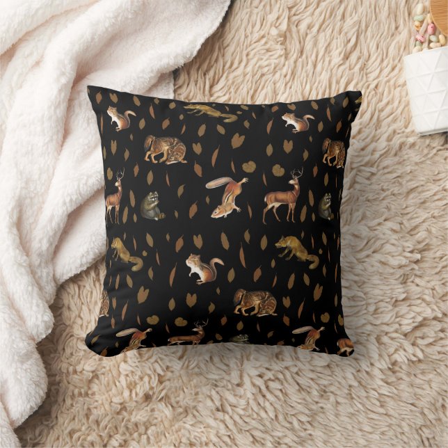 Coussin Automne Forêt Animaux Feuilles Automne Décor Autom (Couverture)