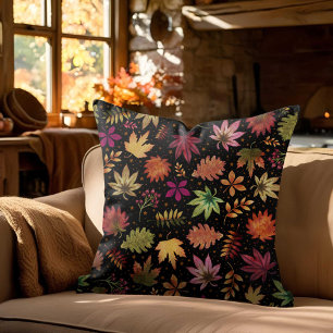 Coussin Automne laisse le Motif Halloween en noir