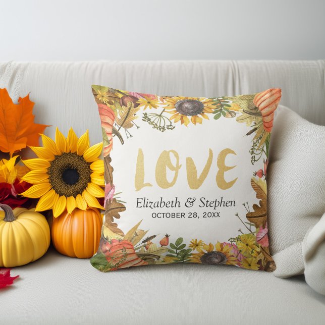 Coussin Automne Maple Feuille Wedding shower Citrouille (Créateur téléchargé)