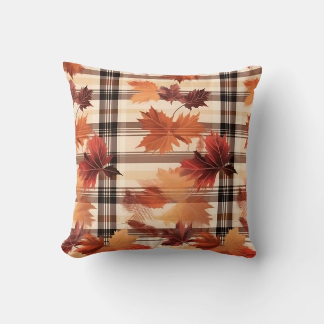Coussin Automne Plaid Confortable Automne Design Motif (Recto)