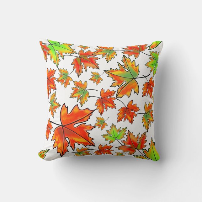 Coussin Automne rouge orange feuille érable feuille (Recto)