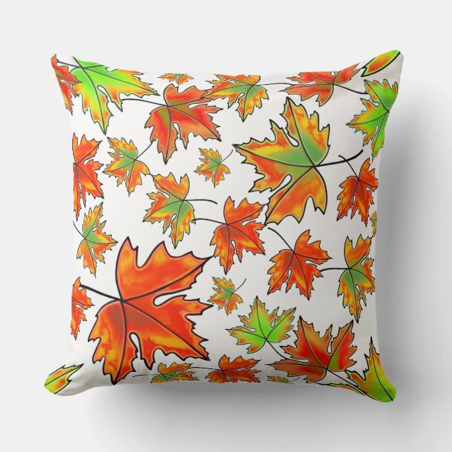 Coussin Automne rouge orange feuille érable feuille (Recto)