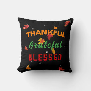 Coussin Automne-Thankful Grateful and Blessed Throw Oreill