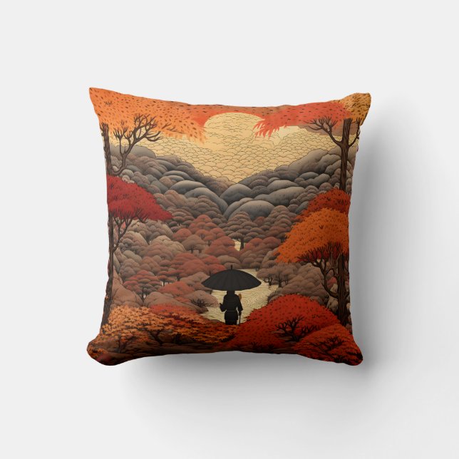 Coussin automne Ukiyo-e Japon (Recto)