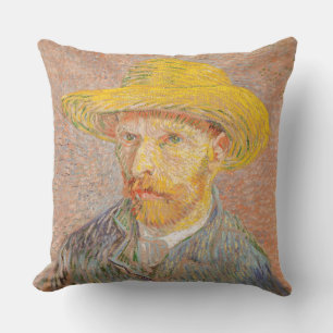 Coussin Autoportrait de Vincent Van Gogh avec chapeau de p