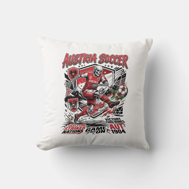 Coussin Autriche Football Squelette Attaquant Nations Affi (Recto)