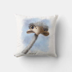 Coussin Autruche caricaturée drôle