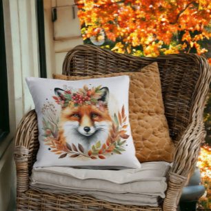 Coussin Autume Automne Thématique Bois Mignonne Fox Flower