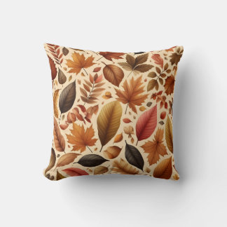 Coussin Autumn Leaves Seamless Motif Thlow Pillow