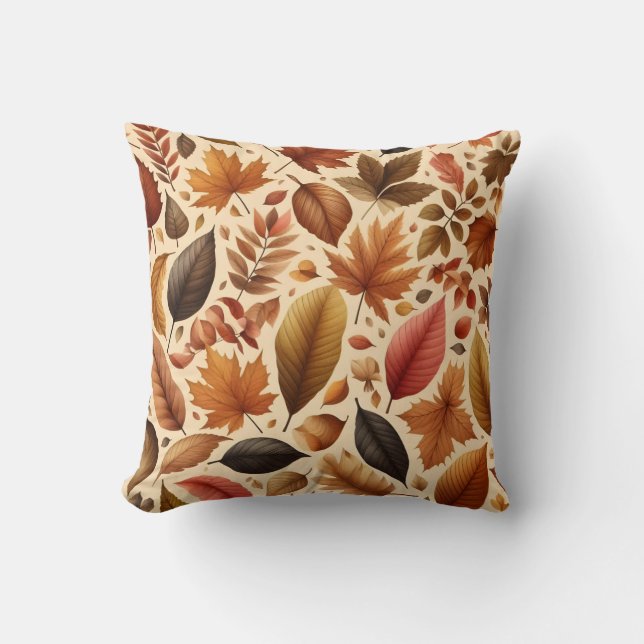 Coussin Autumn Leaves Seamless Motif Thlow Pillow (Recto)