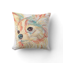 Coussin aux cheveux longs de chiwawa d'art de