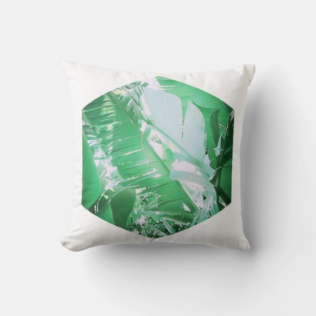 Coussin aux feuilles de bananier sauvage vert pâle (Recto)