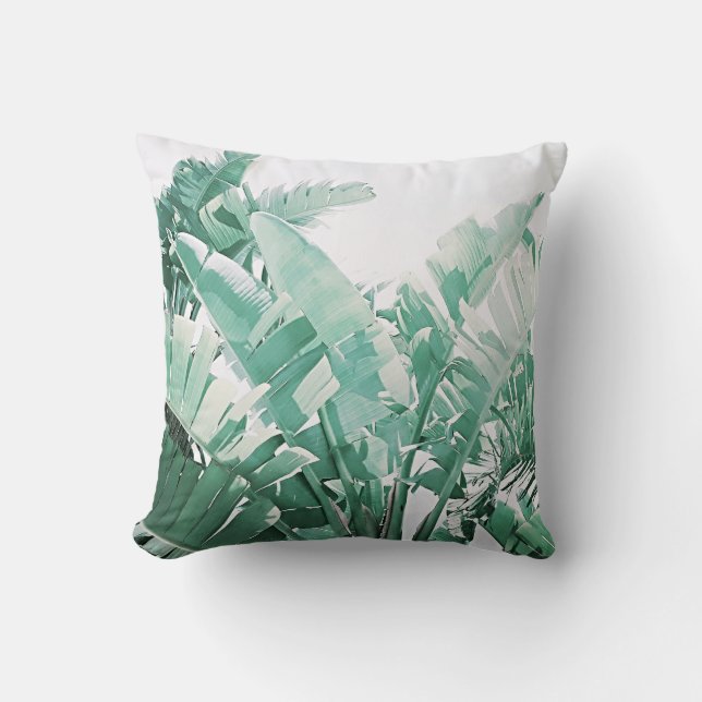 Coussin aux feuilles de palmier vert pâle et de ba (Recto)