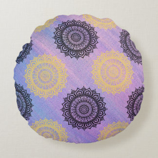 Coussin aux fleurs arrondies jaune et noire