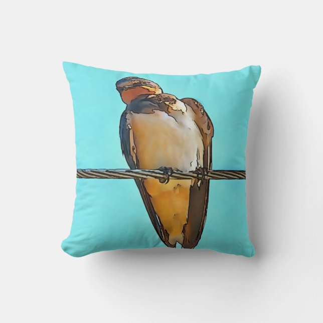 Coussin Avaler Sur Un Fil Black Outline Art (Recto)