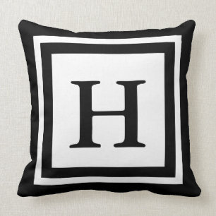 Coussin Avant et arrière décorés d'un monogramme - noir et