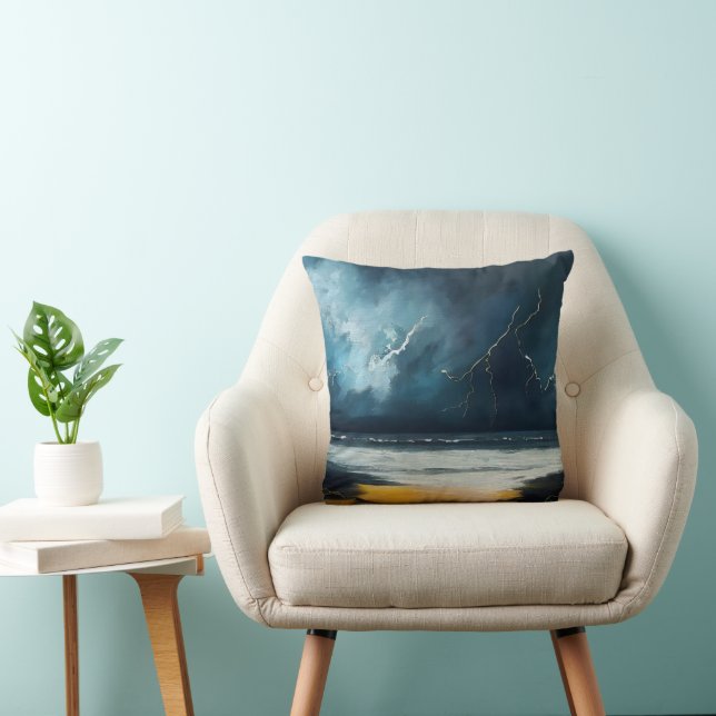 Coussin Avant la tempête – Paysage marin abstrait (Chaise)