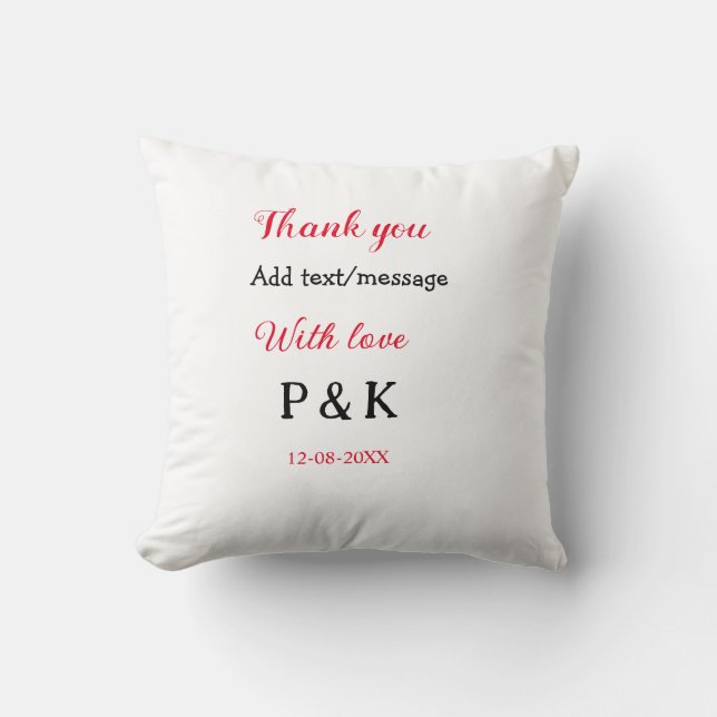 Coussin Avec amour ajouter lettre du nom du couple merci a (Recto)