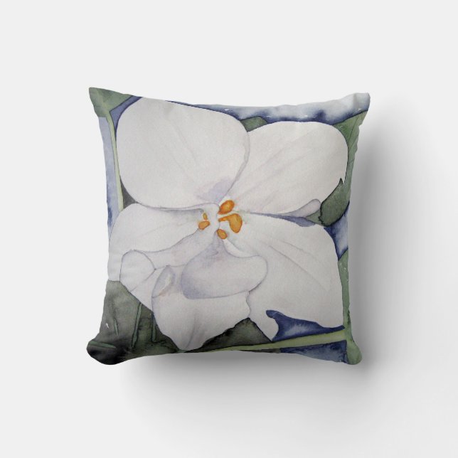 Coussin avec aquarelle de violette africaine (Recto)