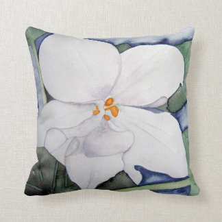 Coussin avec aquarelle de violette africaine