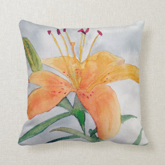Coussin avec aquarelle d'iris orange