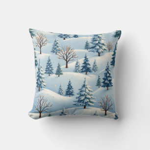 Coussin avec arrière - plan d'hiver enneigé