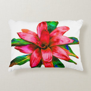 Coussin avec bromeliade rouge