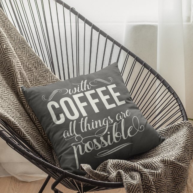 Coussin Avec Café, Tout Est Possible | Typographie (Créateur téléchargé)
