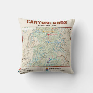 Coussin avec carte du Canyonlands National Park Tr