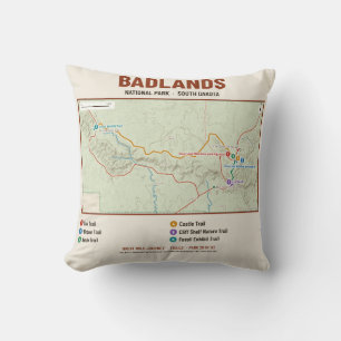 Coussin avec carte du sentier du parc national de