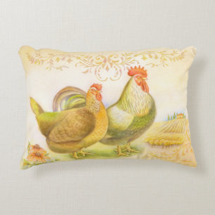 Coussin avec coq et poule dans la campagne italien