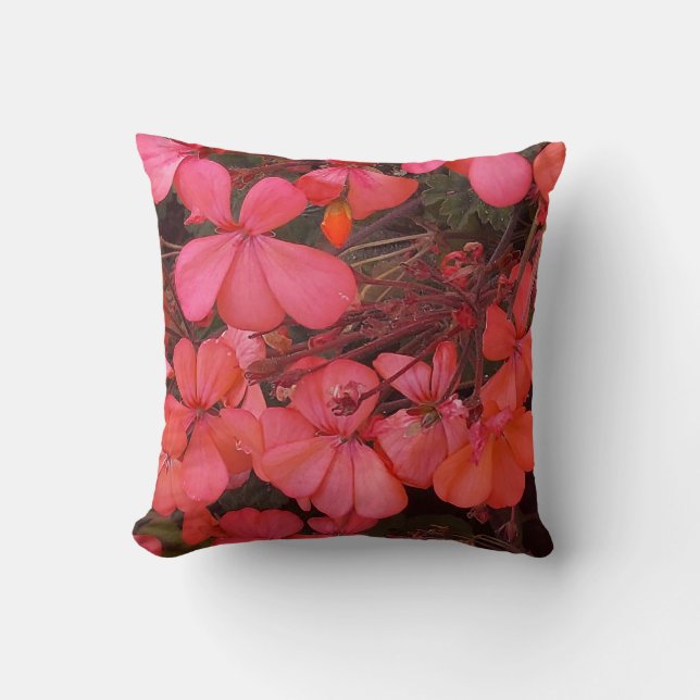 Coussin avec de petites fleurs rouges avec un dict (Recto)