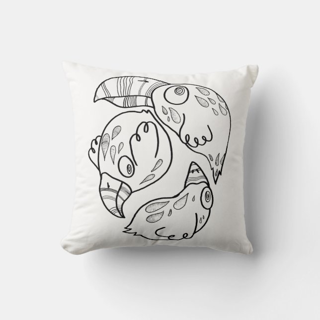 coussin avec doodly la conception : "psychobirds " (Recto)