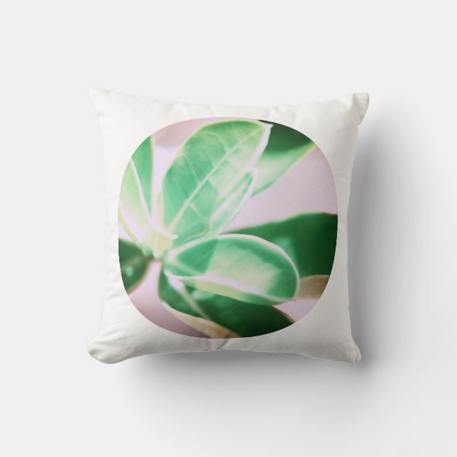 Coussin avec feuilles de Lily Kudu vert pâle (Recto)