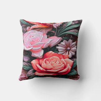 Coussin Avec Fleurs Rouges