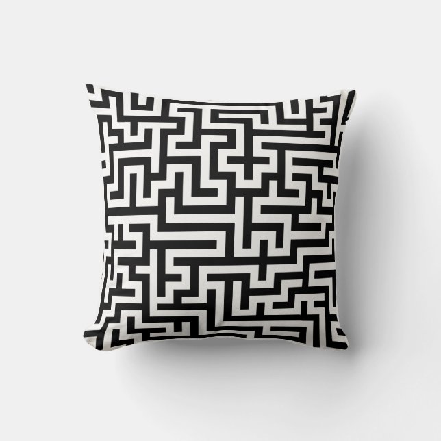 Coussin avec le motif noir de labyrinthe (Recto)