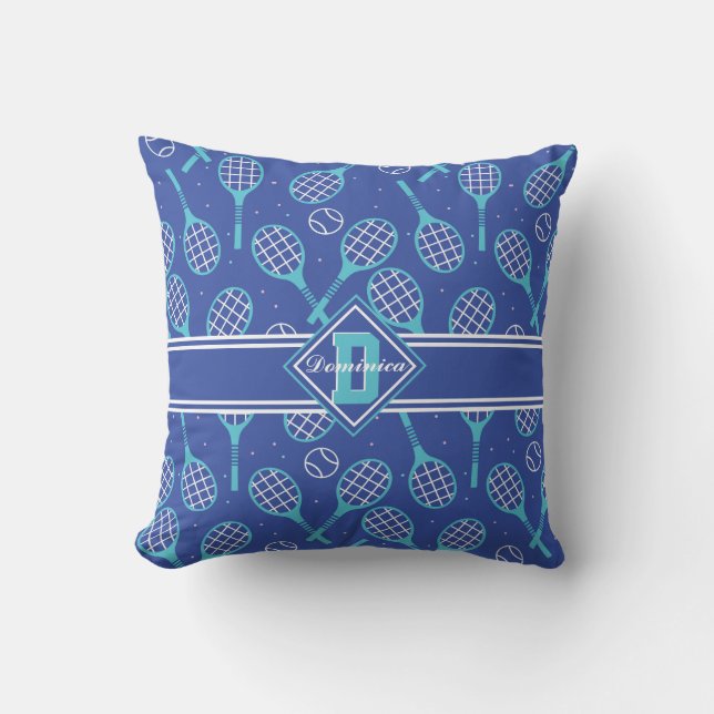 Coussin Avec le nom 💙 🎾 bleu tennis 🎾 motif (Recto)