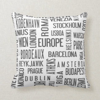 Coussin avec les villes européennes